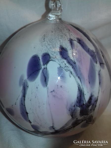 MOST ÉRDEMES! Színes márványos nehéz üveggömb nagy méret karácsonyfadísz vagy ablakdísz