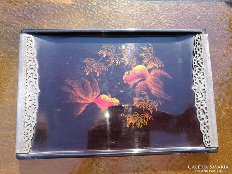 Goldfish lacquer tray v.