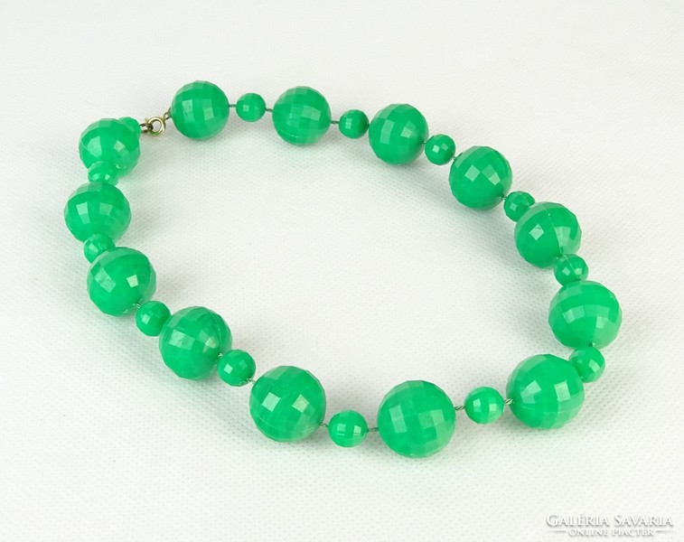 0P439 Retro zöld bizsu gyöngysor nyaklánc
