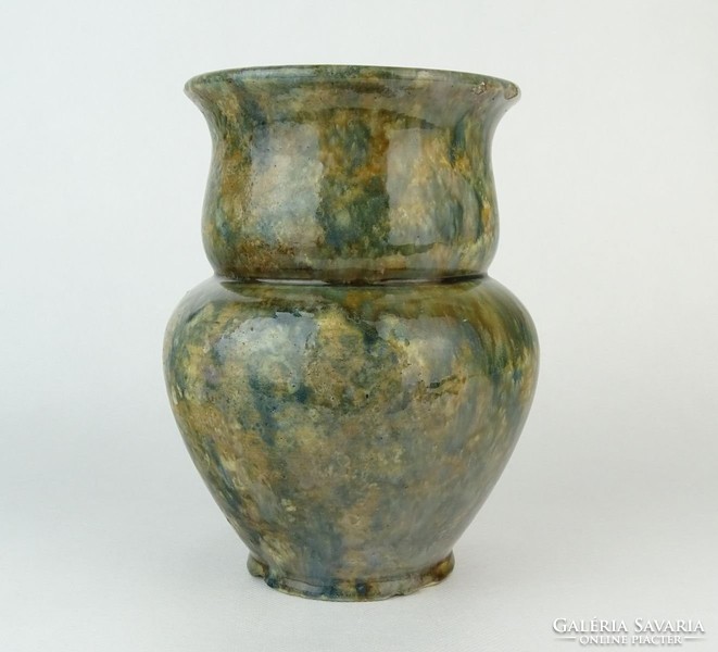 0P106 Régi folyatott mázas art deco kerámia váza