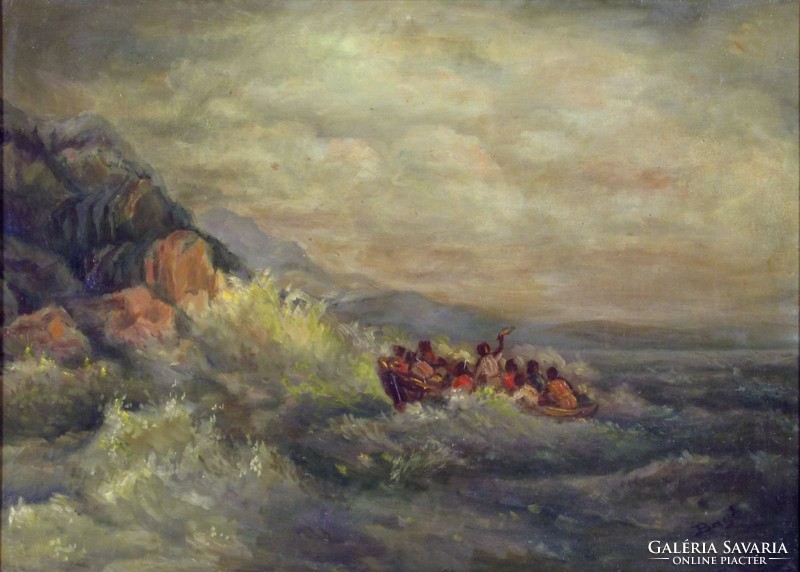 Bay(?) közép-európai festő 1900 kör : Hajótöröttek