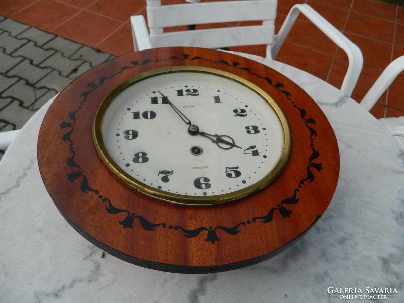 Wictic foreign antique wooden inlaid wall clock - incomplete!