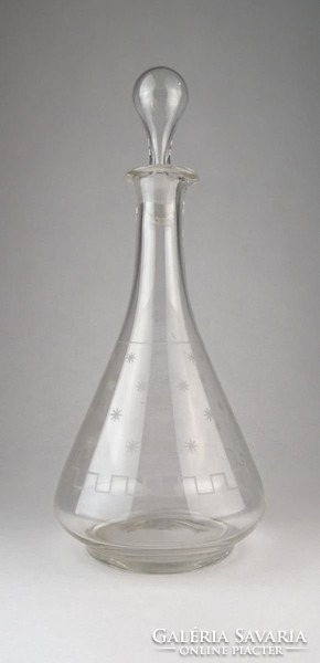 0P654 Régi nagyméretű csiszolt dugós üveg 33 cm