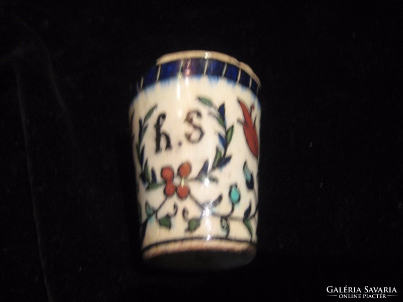 Zsolnay, antique, hand painted, monogrammed, cup 5.5 cm