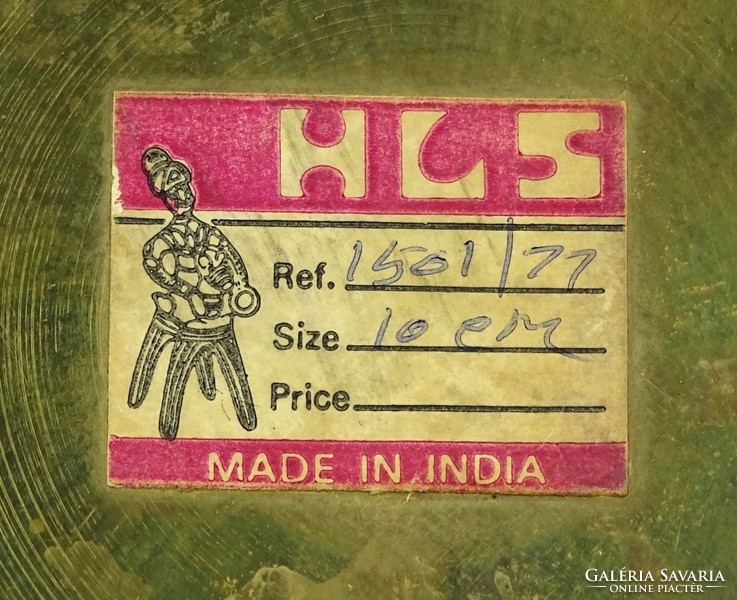 0P379 Indiai kisméretű réz dísztányér 10 cm