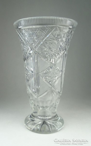 0P384 Vastag falú csiszolt üveg kristály váza 25cm