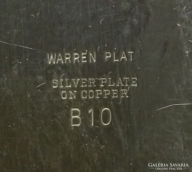 0P400 Jelzett ezüstözött réz kínáló tálca
