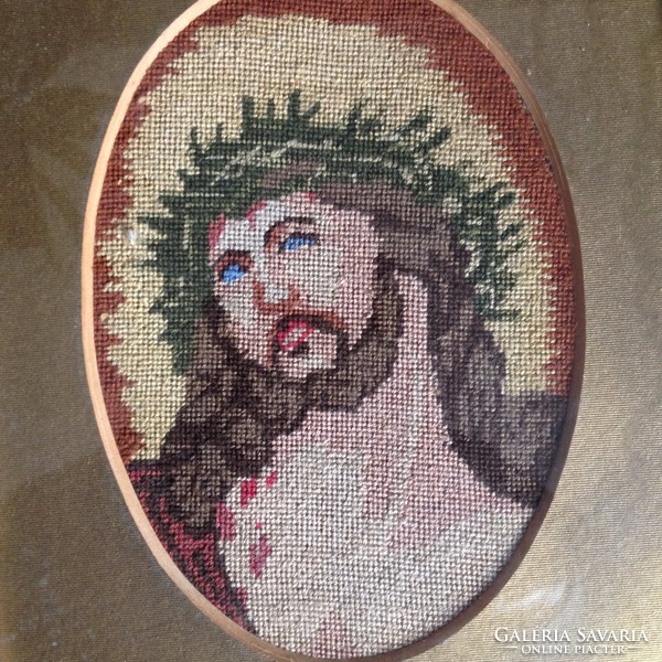 Needle tapestry - antiques - Jesus