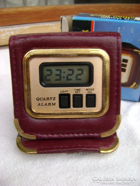 Travel alarm clock in a digital leather case 1460 ft post