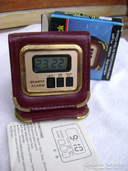 Travel alarm clock in a digital leather case 1460 ft post