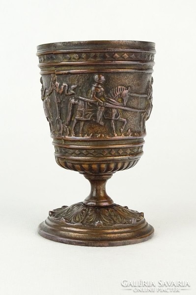 0P568 Antik bronzírozott öntöttvas kupa 11 cm
