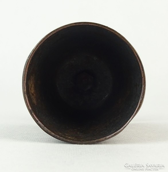 0P568 Antik bronzírozott öntöttvas kupa 11 cm