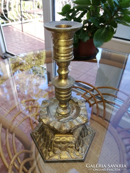 Antique copper candle holder