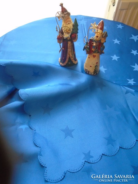 Christmas new, decorative blue star tablecloth. 160 X 130 cm.