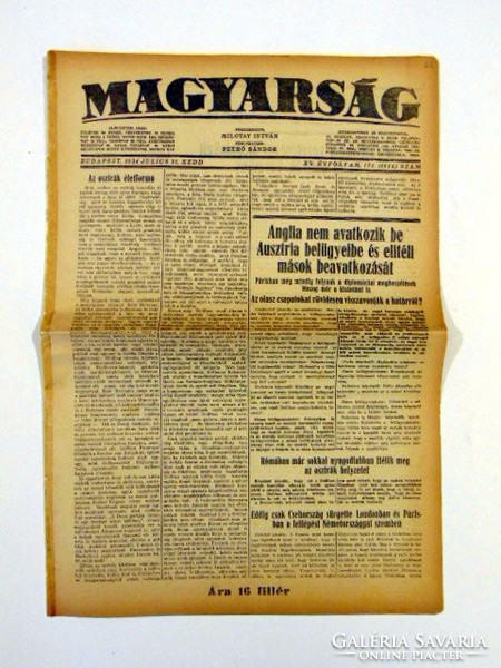 MAGYARSÁG XV. ÉVFOLYAM 171. SZÁM 1934 július 31 RÉGI ÚJSÁG 1252