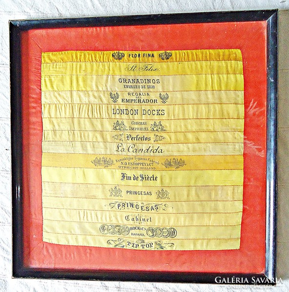 100 Annual cigar box ribbons sewn in red box with black frame