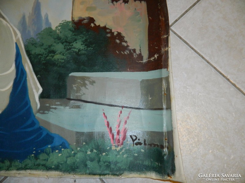 Antik eredeti olajfestmény - Szűz Mária Kisjézussal festőművész által készített másolat