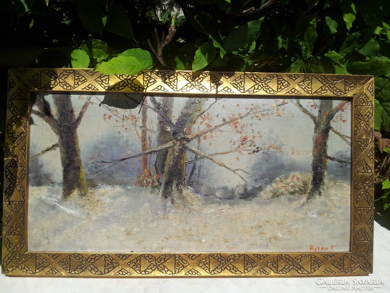 Winter forest, art nouveau painting