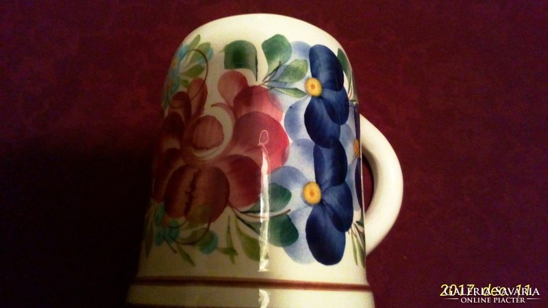 Beautiful 7 dl glossy ceramic jug, cup with sour cream, jug 12 cm high, marked