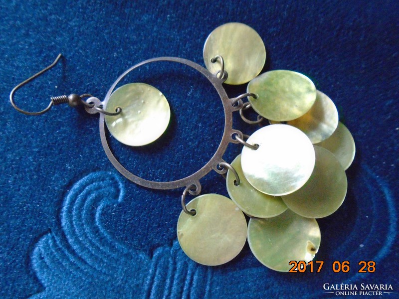Chandelier polished shell (abalone) earrings with pendants