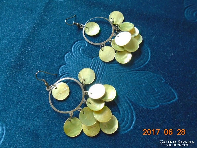 Chandelier polished shell (abalone) earrings with pendants