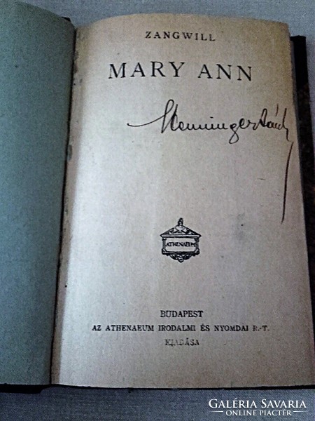Antique book - zangwill mary ann - world literature