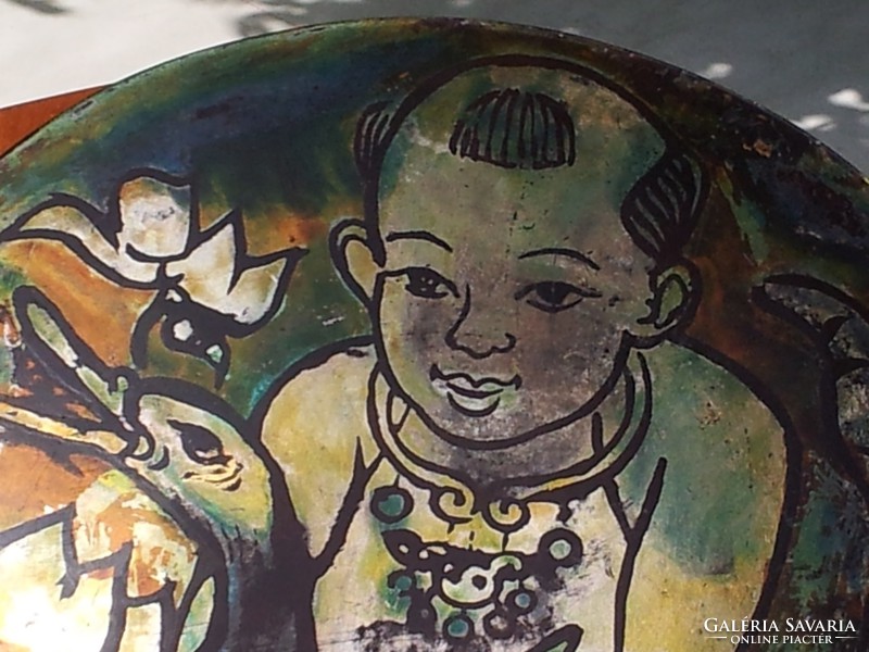 Vietnamese lacquer bowl with little boy