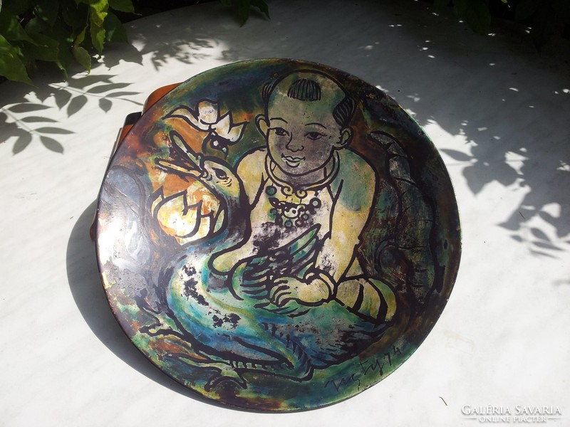 Vietnamese lacquer bowl with little boy