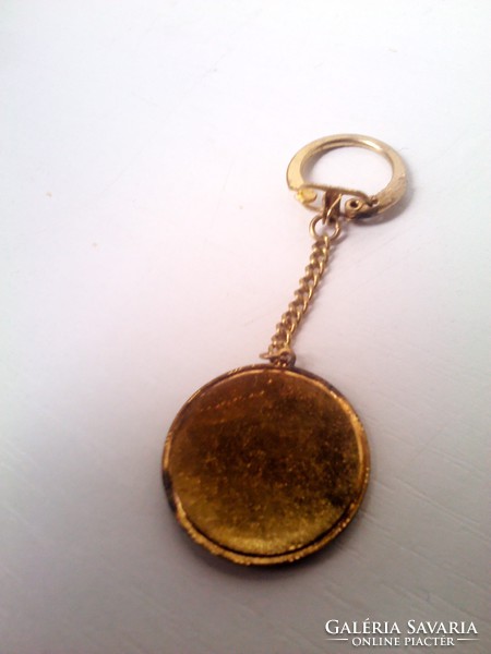 Gold-plated fire enamel key ring./Esztergom /