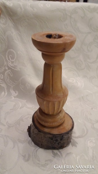 Carved wooden candle holder