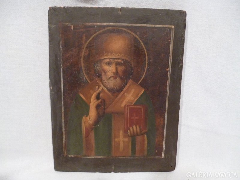 3375 D1 Antik festett ikon kép szentkép XX. század