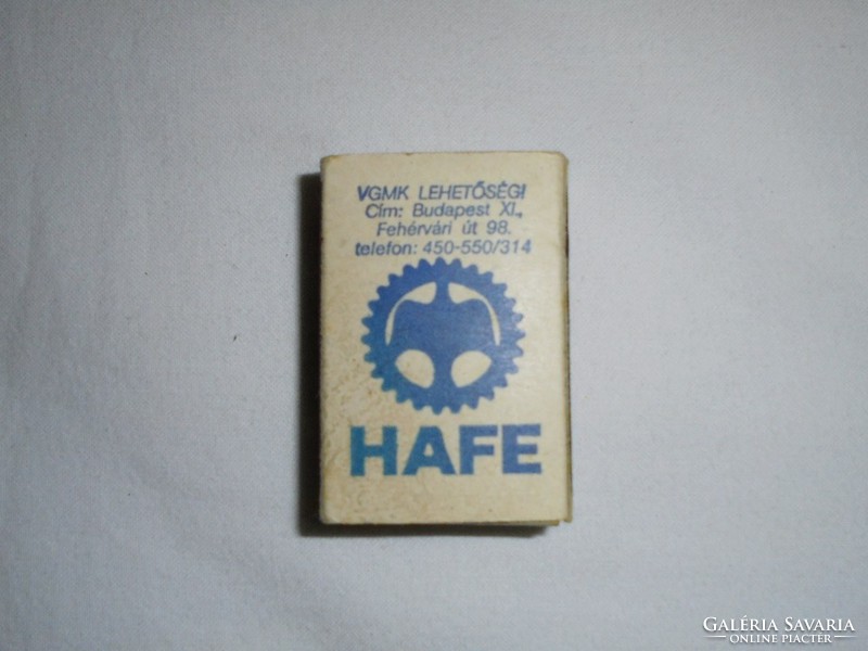 Retro reklám gyufa gyufásdoboz - HAFE Hajtómű és Festékberendezések gyár - 1970-es évekből