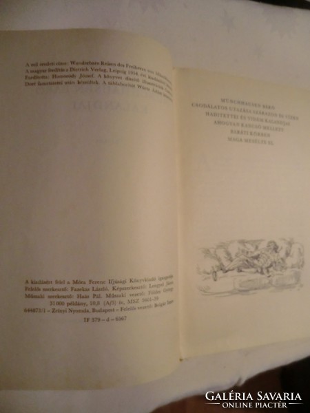 Kedves Retro könyv Bürger Münchhausen báró kalandjai Vidám történetek 8+ 1965