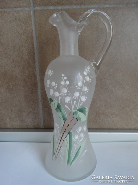 Liqueur bottle, pitcher with hand-painted lily flowers