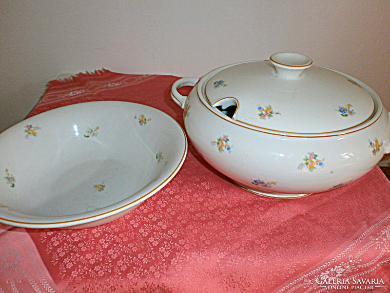 Antique soup and cabbage serving bowl with lid