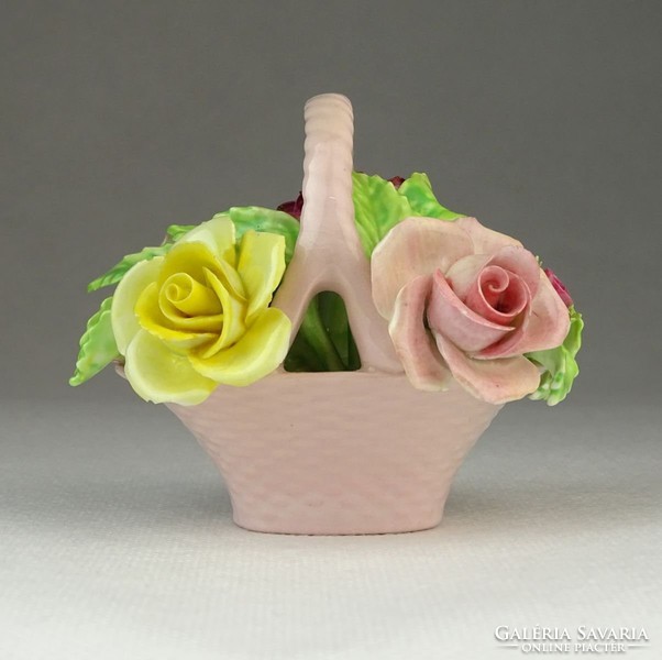 0P954 Régi Staffordshire angol porcelán virágkosár