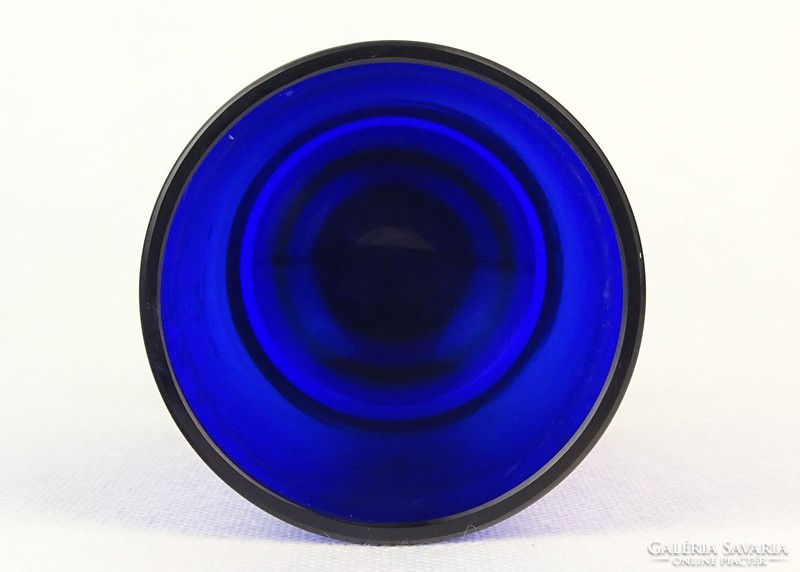 0P035 Antik német kobalt kék üveg kúrapohár