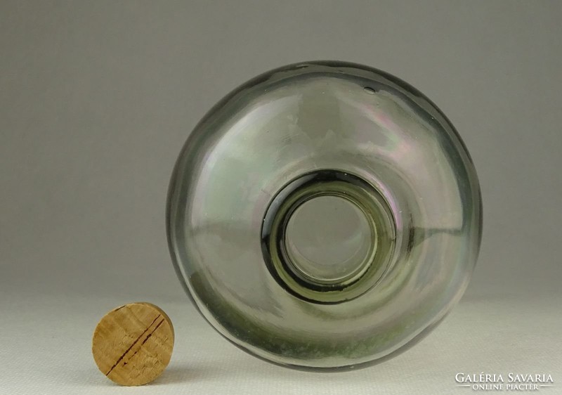 0P864 Régi irizáló literes patikaüveg 21 cm