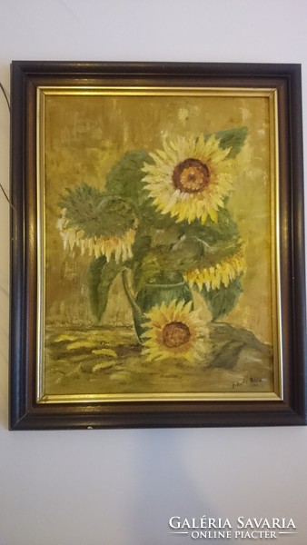 Black Anna: sunflowers - oil painting