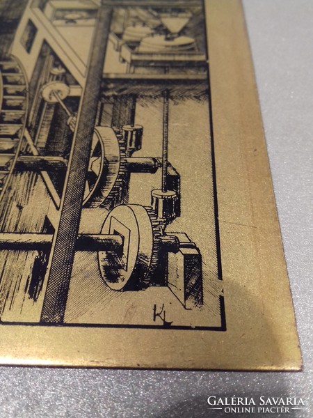 Early copper print on a copper plate with K l sign water mill