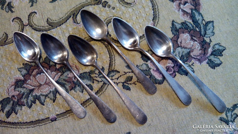 1838, J. Pasperger, set of antique silver teaspoons, 6 pcs,