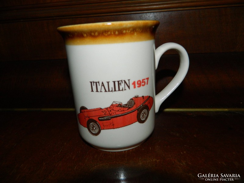 Staffordshire Italian racing car 1957 porcelain mug