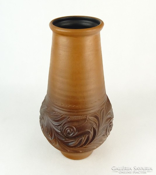 0P989 Barna korondi kerámia váza díszváza 31 cm