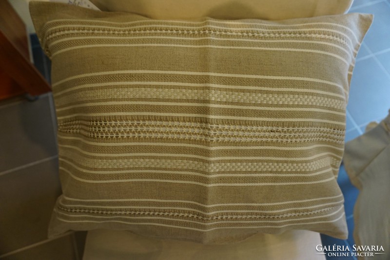 Hevesi beige, white quilted, Hungarian cushion cover for sale