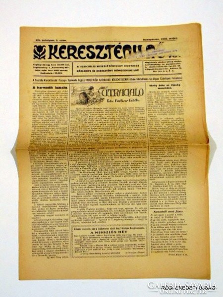 1926 May - / Christian woman / old original Hungarian newspaper no .: 3916