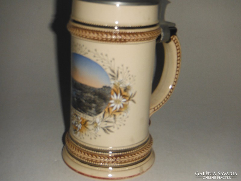 Majolica beer cup with a view of Passau