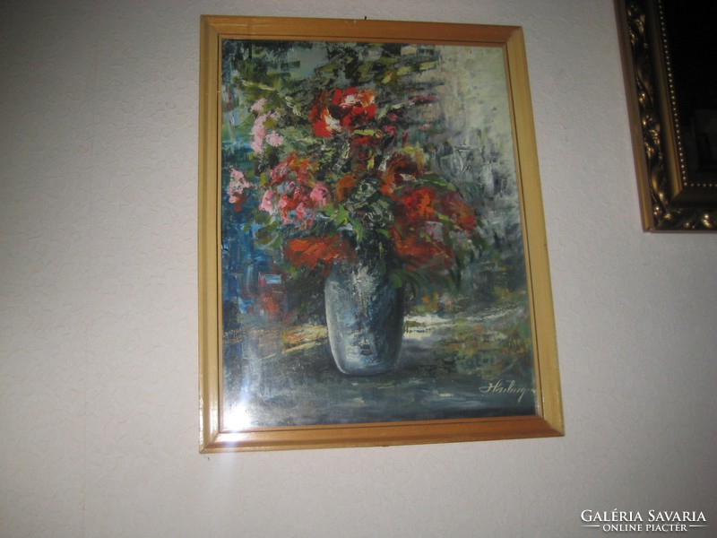 Virág csendélet  olaj vászon  , szignós  40 x 54  + keret