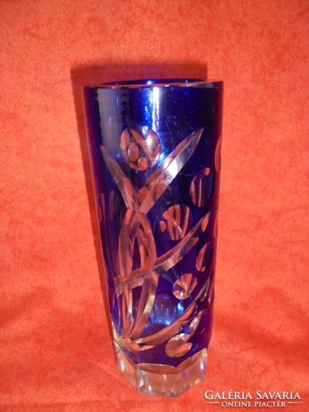 Art deco csiszolt üveg váza