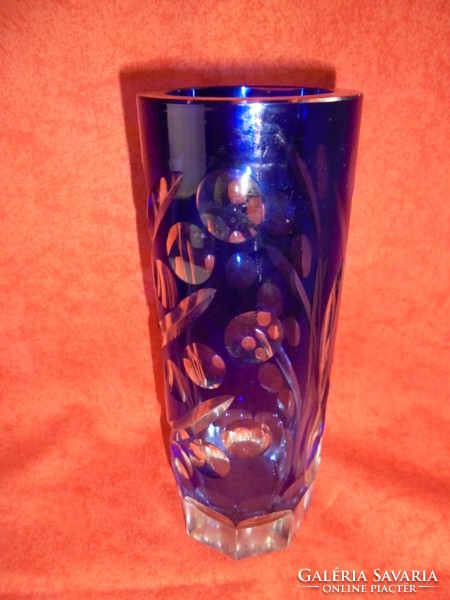 Art deco csiszolt üveg váza