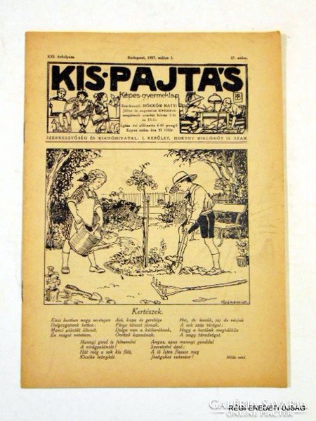 1927 május 1  /  KISPAJTÁS  /  RÉGI EREDETI MAGYAR ÚJSÁG Szs.:  4530